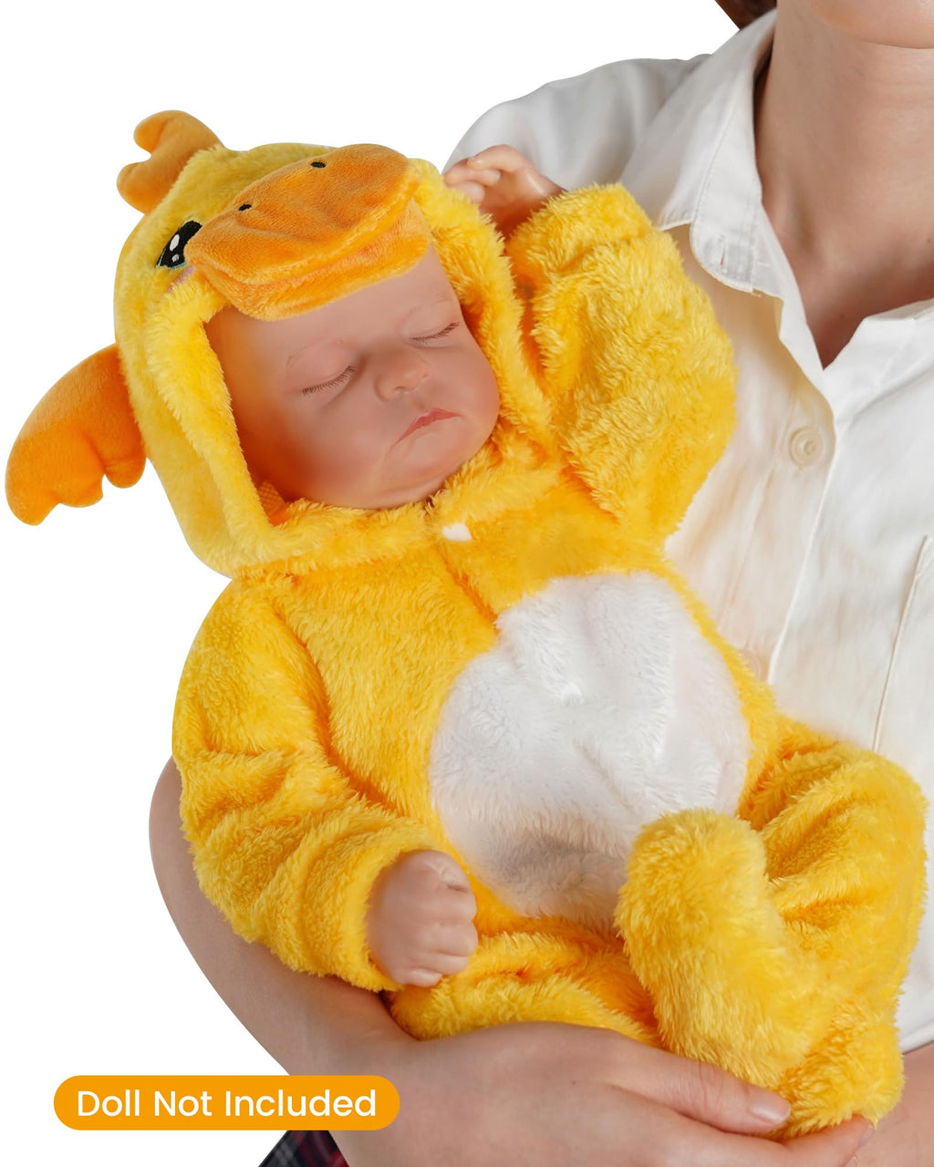 BABESIDE Yellow Duck Reborn Baby Doll Clothes for 17-20 Inch Dolls - Footed Pajamas with Hat