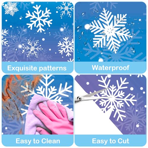 Babudeer 4-Pack Plastic Snowflake Tablecloths – 54x108 Inch Disposable Gradient Blue & Purple for Frozen Birthday, Winter Wonderland, Christmas Party Decorations