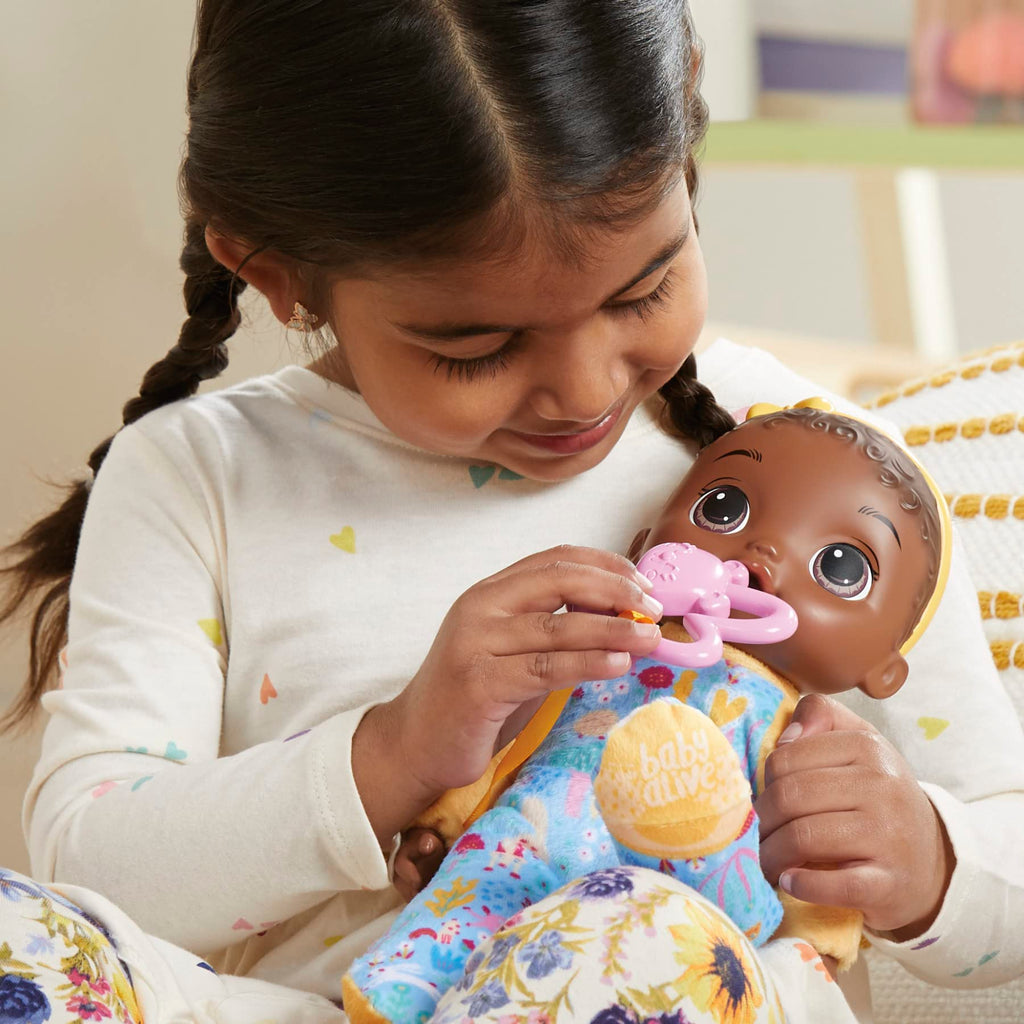 Baby Alive Soft ‘n Cute 11-Inch Doll with Black Hair, Animal Onesie & Teether – Machine Washable Toddler Toy for Ages 18+ Months