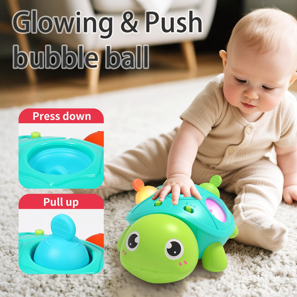 Baby Crawling Turtle Toy with Lights & Music, Tummy Time, 6-12 Months, Gift for 1 Year Old