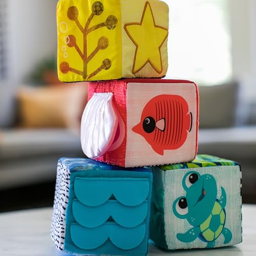 Baby Einstein Explore & Discover Soft Blocks – Multi-Sensory Stacking Toy Set for Babies 3 Months+