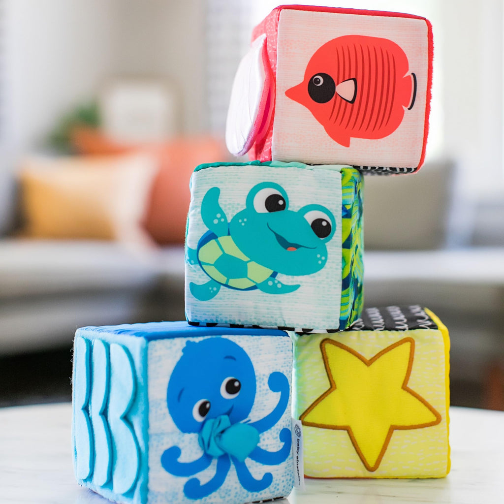 Baby Einstein Explore & Discover Soft Blocks – Multi-Sensory Stacking Toy Set for Babies 3 Months+