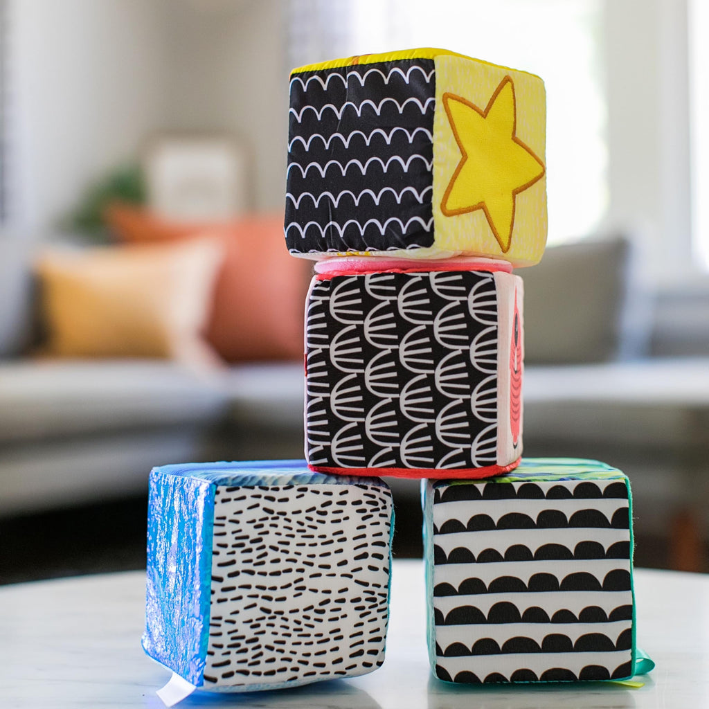Baby Einstein Explore & Discover Soft Blocks – Multi-Sensory Stacking Toy Set for Babies 3 Months+