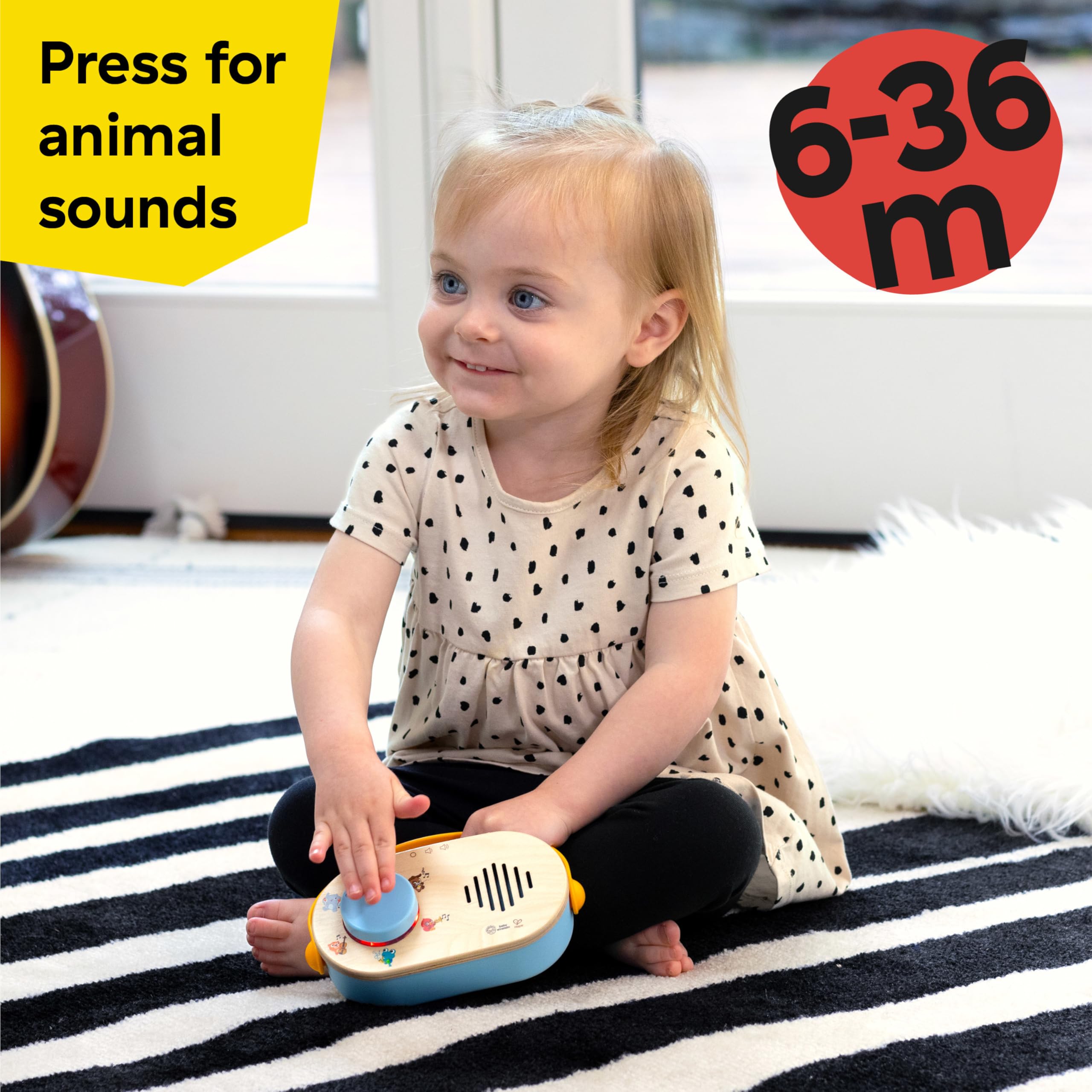 Baby Einstein + Hape Discovery Radio Toy: Musical Wooden Toy with Lights & Sounds for Ages 6 Months+