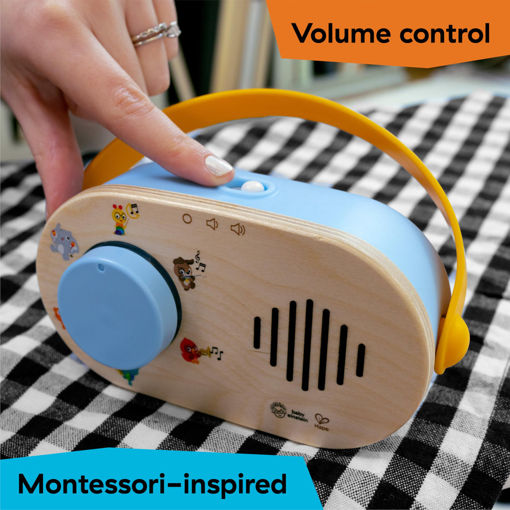 Baby Einstein + Hape Discovery Radio Toy: Musical Wooden Toy with Lights & Sounds for Ages 6 Months+