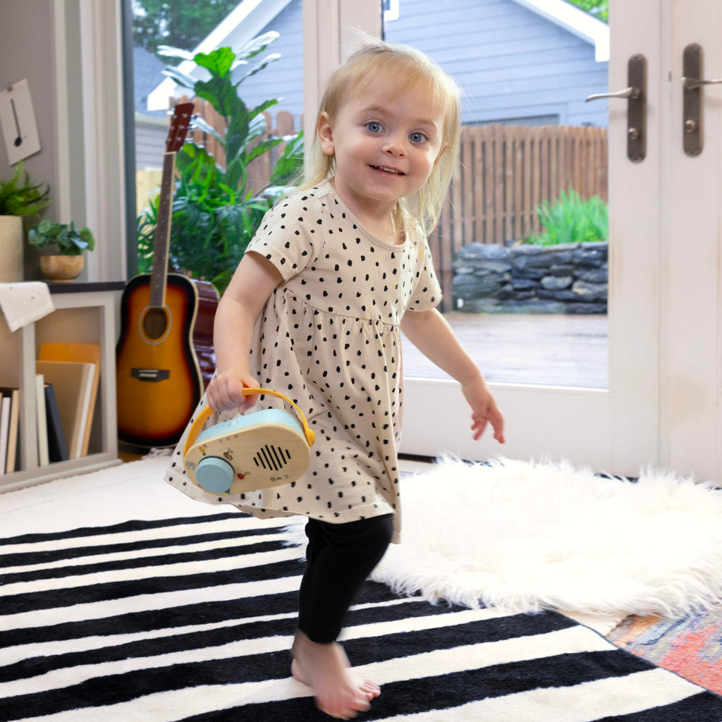 Baby Einstein + Hape Discovery Radio Toy: Musical Wooden Toy with Lights & Sounds for Ages 6 Months+