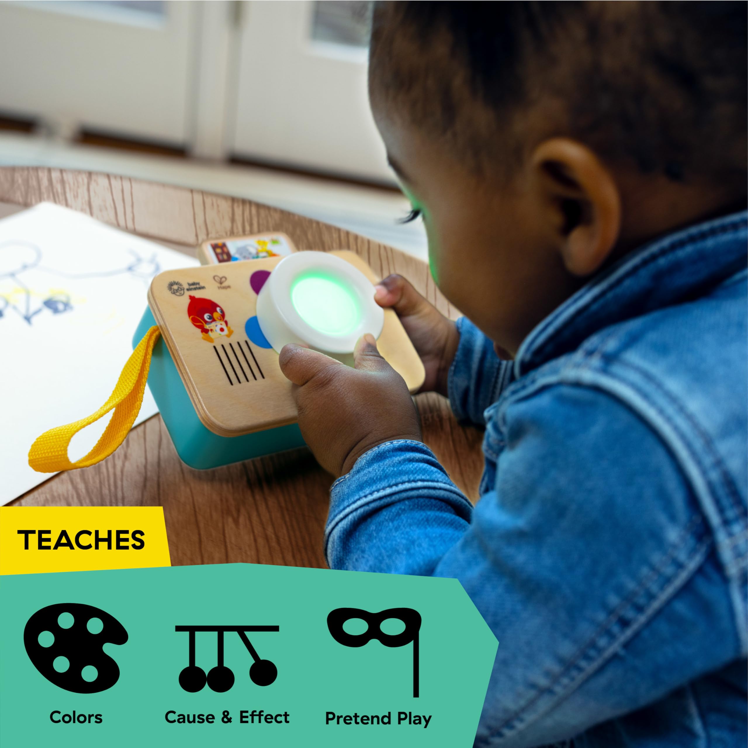 Baby Einstein + Hape Learning Lens Toy Camera – Color Learning and Pretend Play with 4 Languages