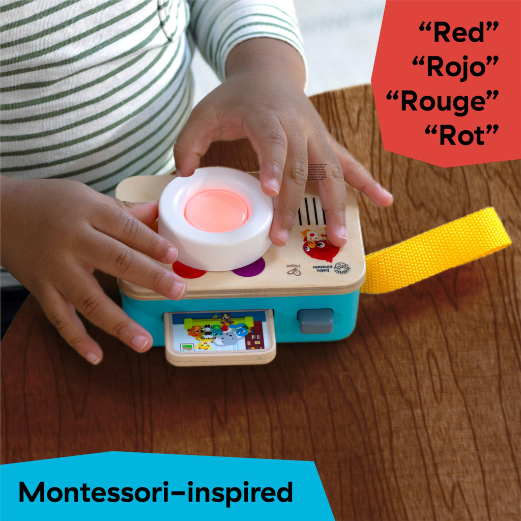 Baby Einstein + Hape Learning Lens Toy Camera – Color Learning and Pretend Play with 4 Languages