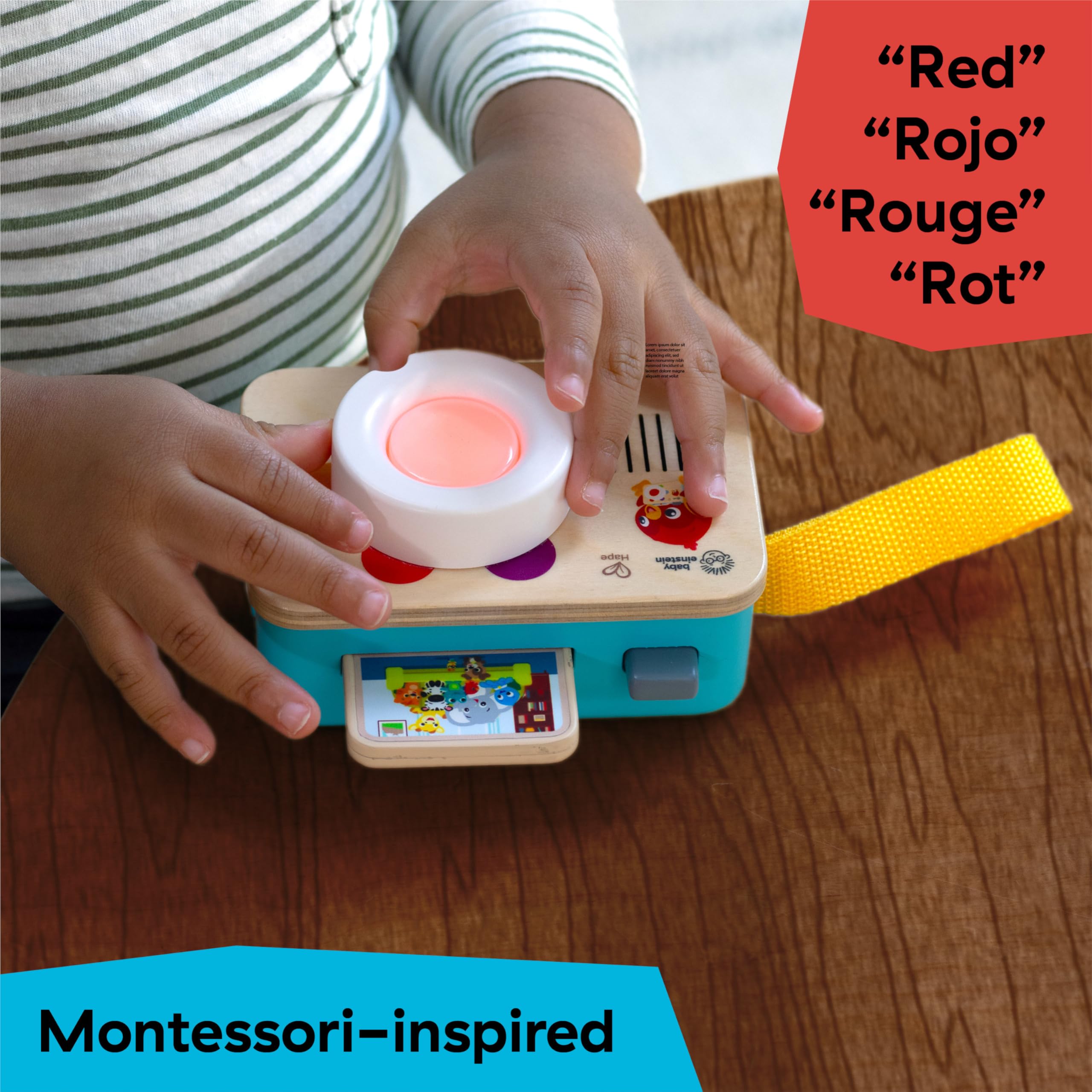 Baby Einstein + Hape Learning Lens Toy Camera – Color Learning and Pretend Play with 4 Languages