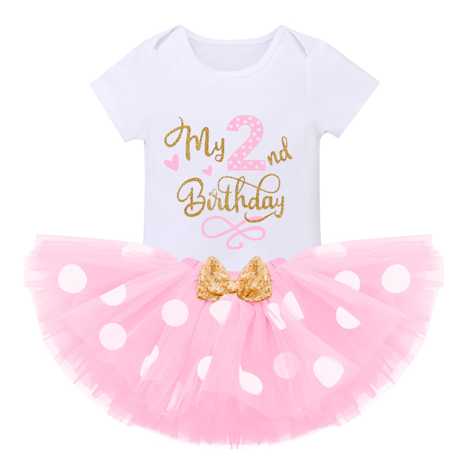 Baby Girls 1st Birthday Polka Dot Romper Tutu Skirt Mouse Ears Headband Cake Smash Outfit by IMEKIS