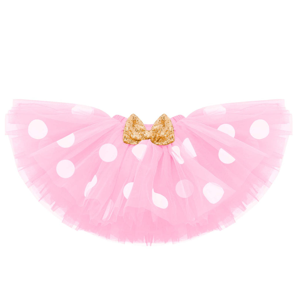 Baby Girls 1st Birthday Polka Dot Romper Tutu Skirt Mouse Ears Headband Cake Smash Outfit by IMEKIS