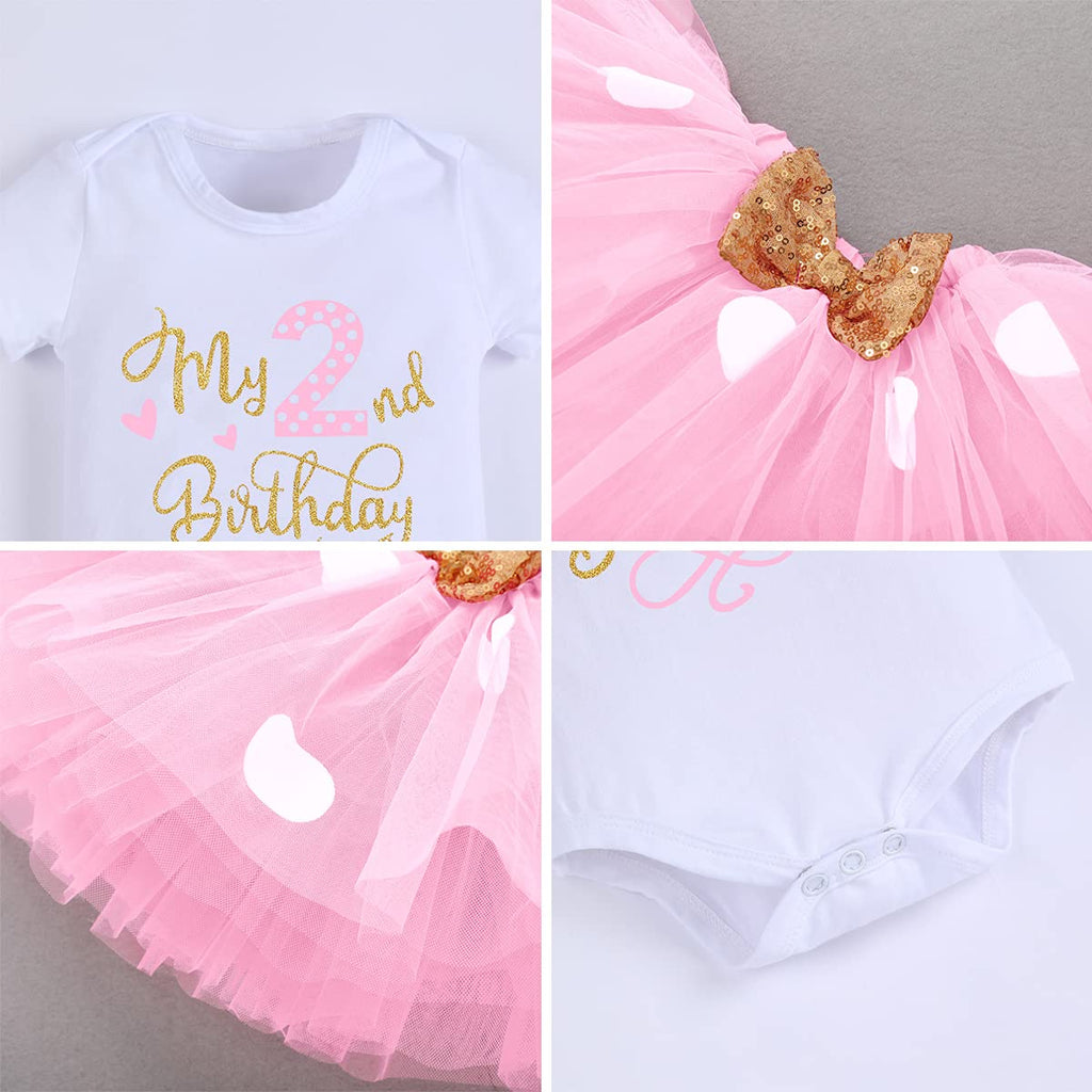 Baby Girls 1st Birthday Polka Dot Romper Tutu Skirt Mouse Ears Headband Cake Smash Outfit by IMEKIS