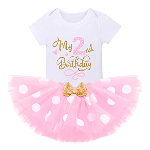 Baby Girls 1st Birthday Polka Dot Romper Tutu Skirt Mouse Ears Headband Cake Smash Outfit by IMEKIS