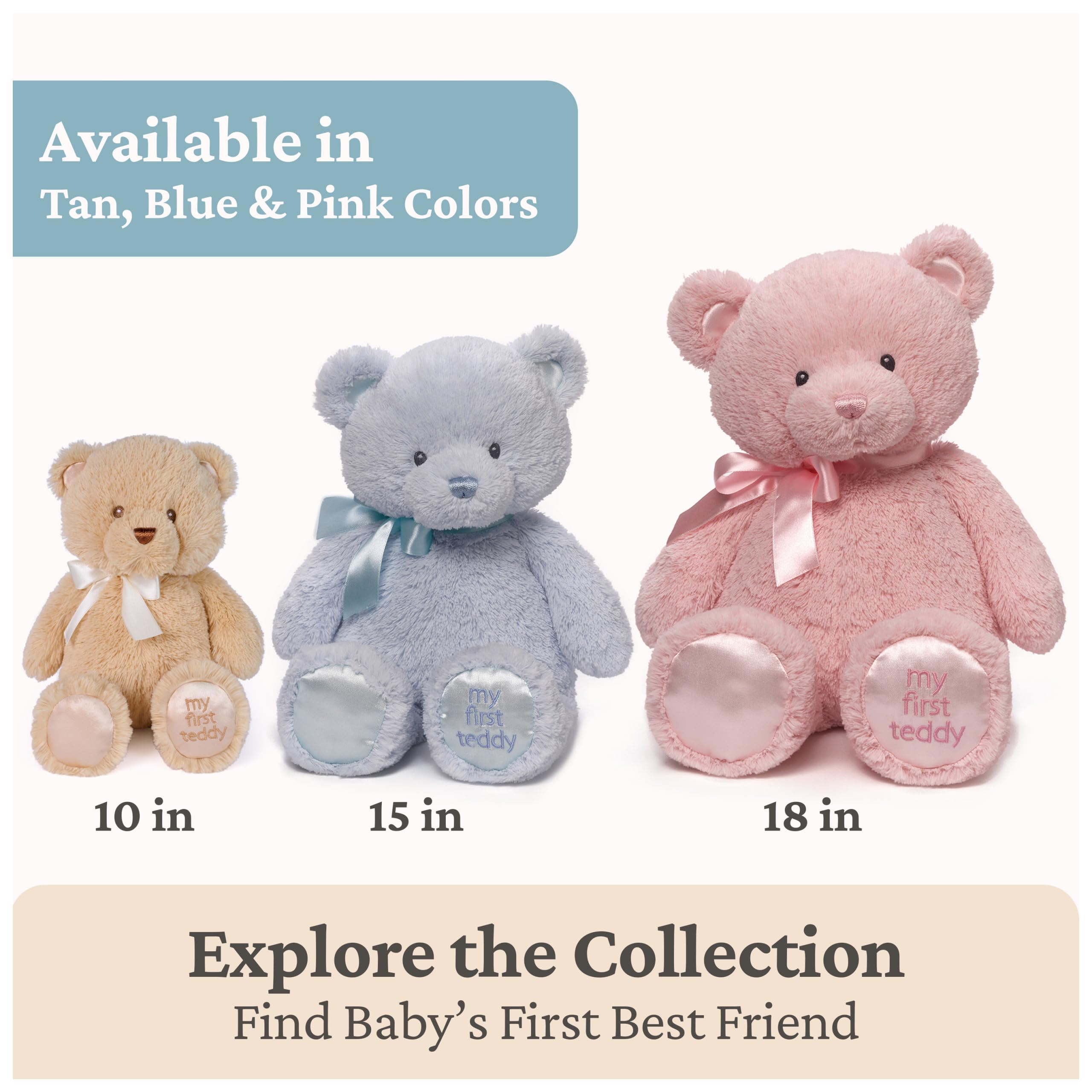 Baby GUND My First Teddy Bear - Ultra Soft Plush for Newborns, Pink, 10 Inches