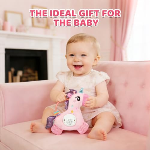 Baby Musical Activity Soft Toy – Plush Unicorn with Teether, Rattle, Light & Sound for 6–12 Months
