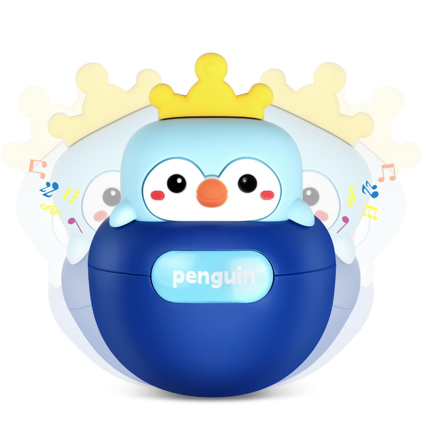 Baby Penguin Wobble Toy – Musical Roly-Poly Tumbler with BPA-Free Teether for 3-12 Month Infants