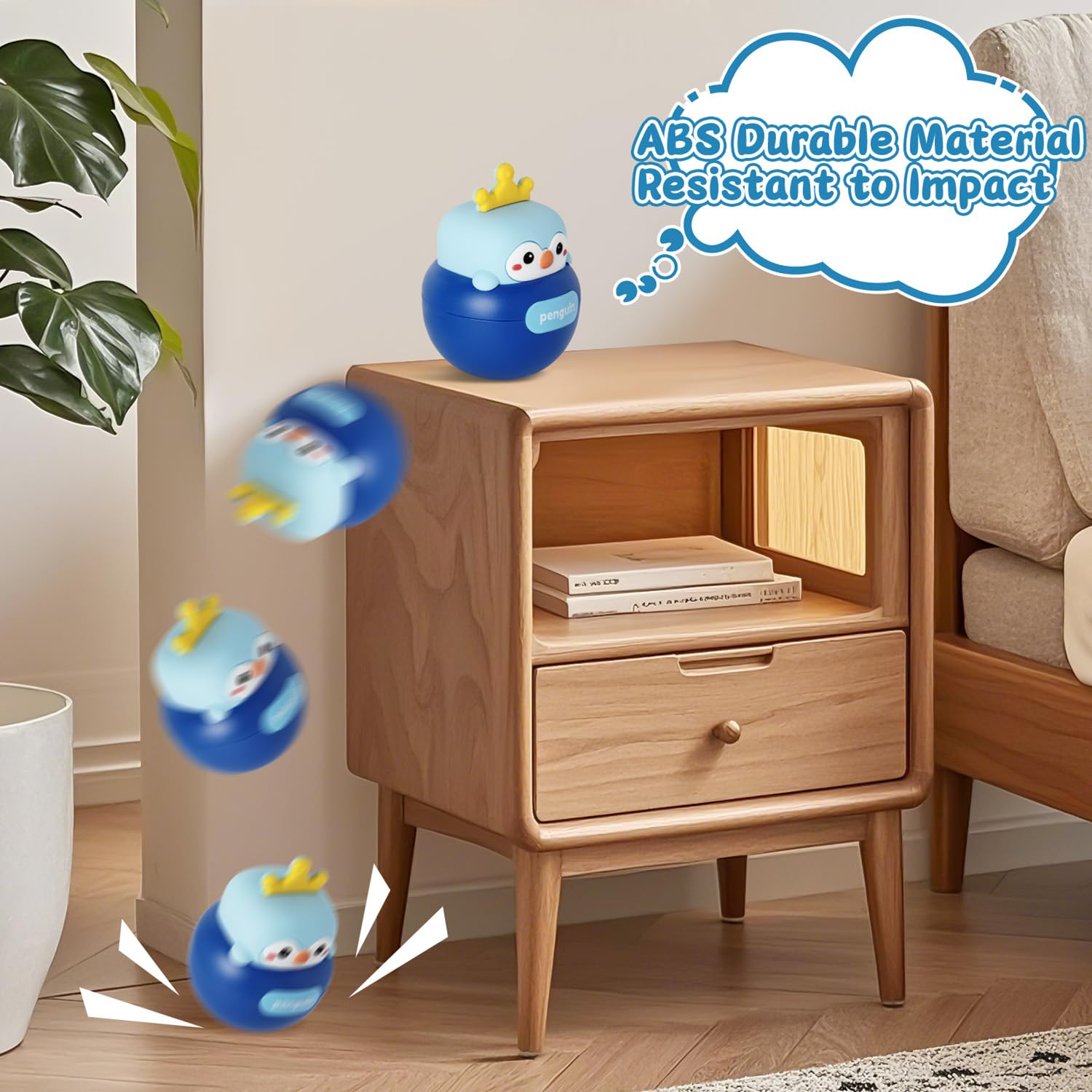 Baby Penguin Wobble Toy – Musical Roly-Poly Tumbler with BPA-Free Teether for 3-12 Month Infants