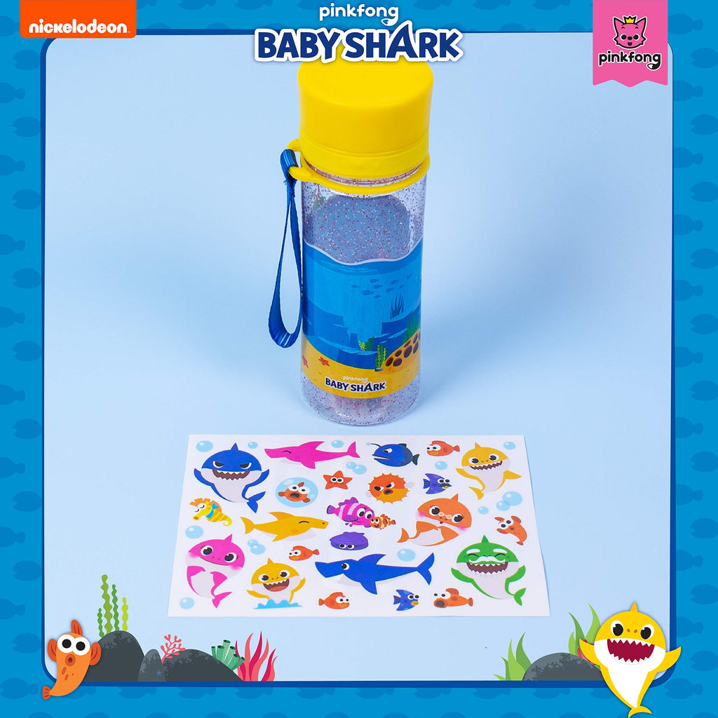 Baby Shark Decorate Your Own Water Bottle with Glitter and Removable Stickers