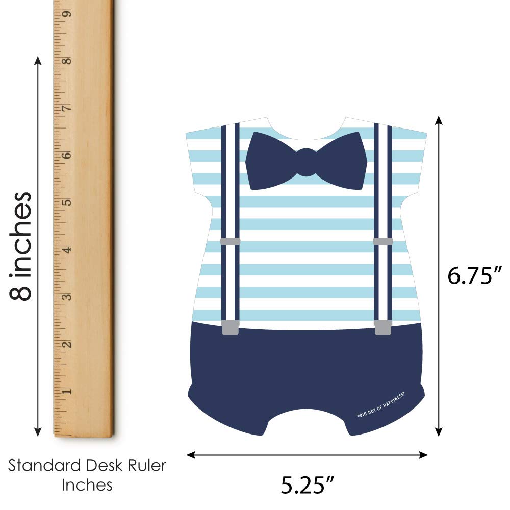 Baby Shower Bingo Game: 18 Blue Bodysuit-Shaped Cards with Markers - Big Dot of Happiness