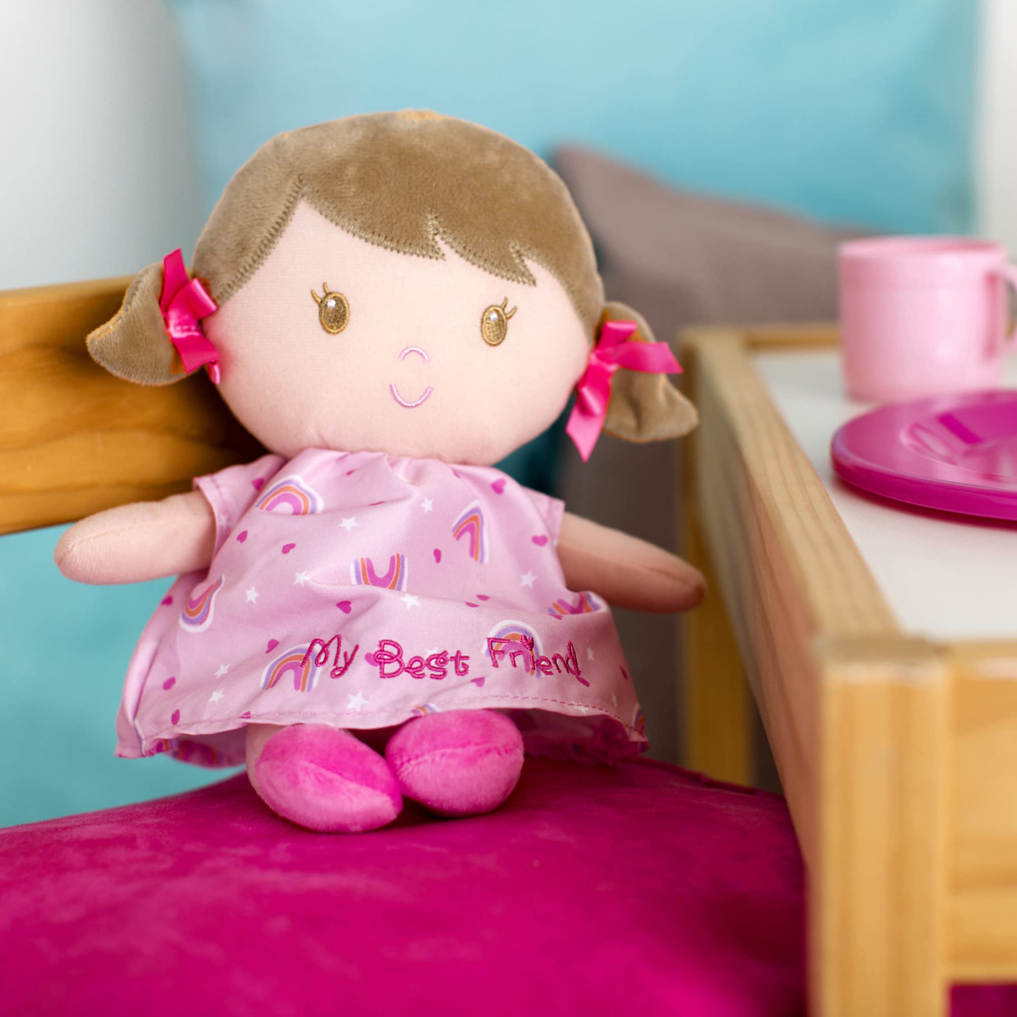 Baby Starters Plush Snuggle Buddy Doll Dorie - 11 Inch Soft Baby Doll with Embroidered Face, Machine Washable