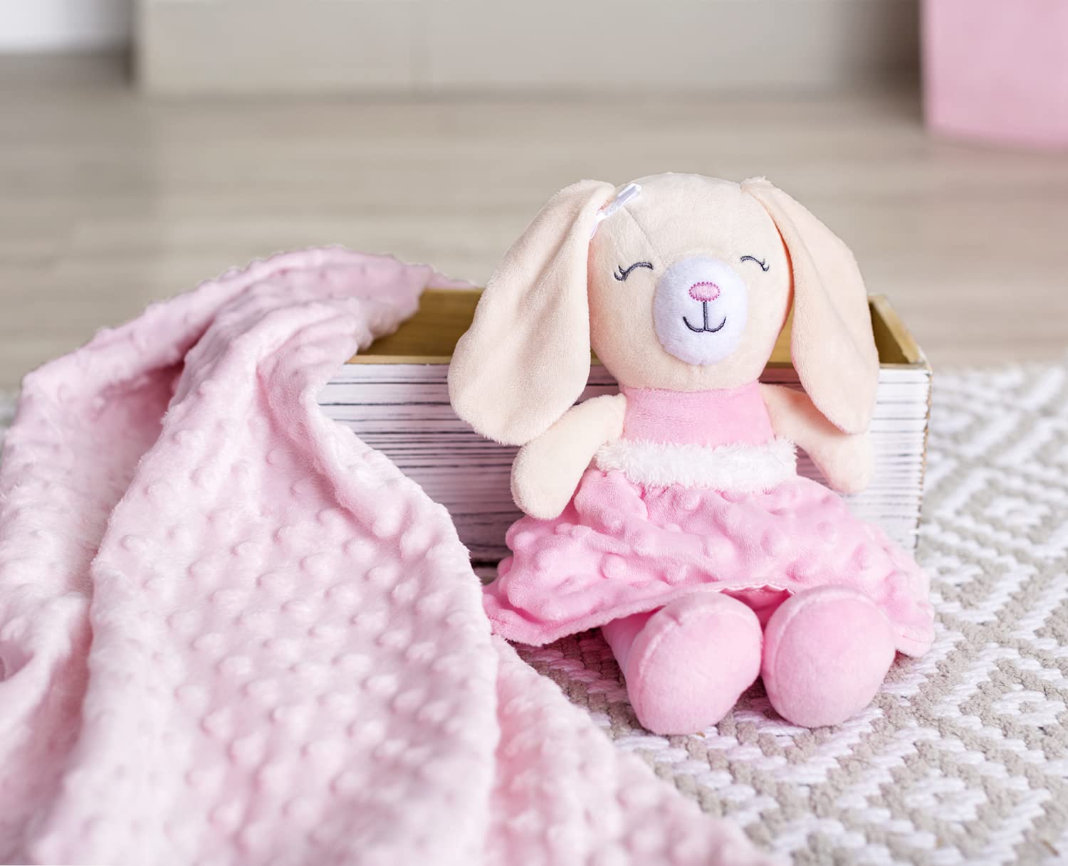 Baby Starters Sweet Ella Plush Bunny - Soft Snuggle Buddy with Rattle & Satin Lining