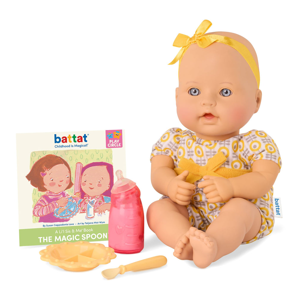 Baby Sweetheart 12-Inch Feeding Time Doll – Soft Body Newborn Doll with Storybook & Feeding Accessories for Toddlers Ages 2+
