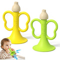 Baby Trumpet Toy 6-12 Months – Silicone Baby Horn Blowing Toy with 2 Pieces Yellow & Green, Easy Grip Toddler Whistle for Teething and Sensory Play, Newborn Gift