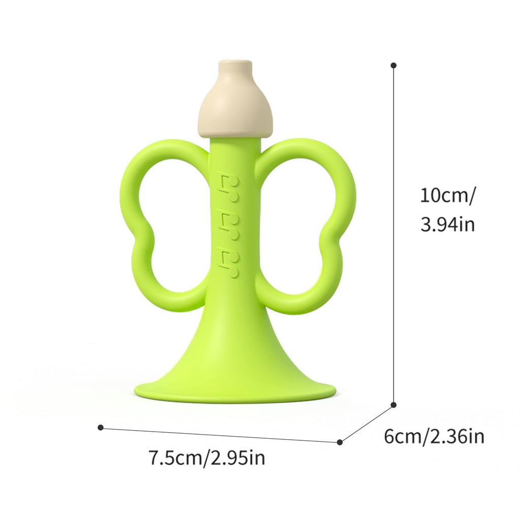 Baby Trumpet Toy 6-12 Months – Silicone Baby Horn Blowing Toy with 2 Pieces Yellow & Green, Easy Grip Toddler Whistle for Teething and Sensory Play, Newborn Gift