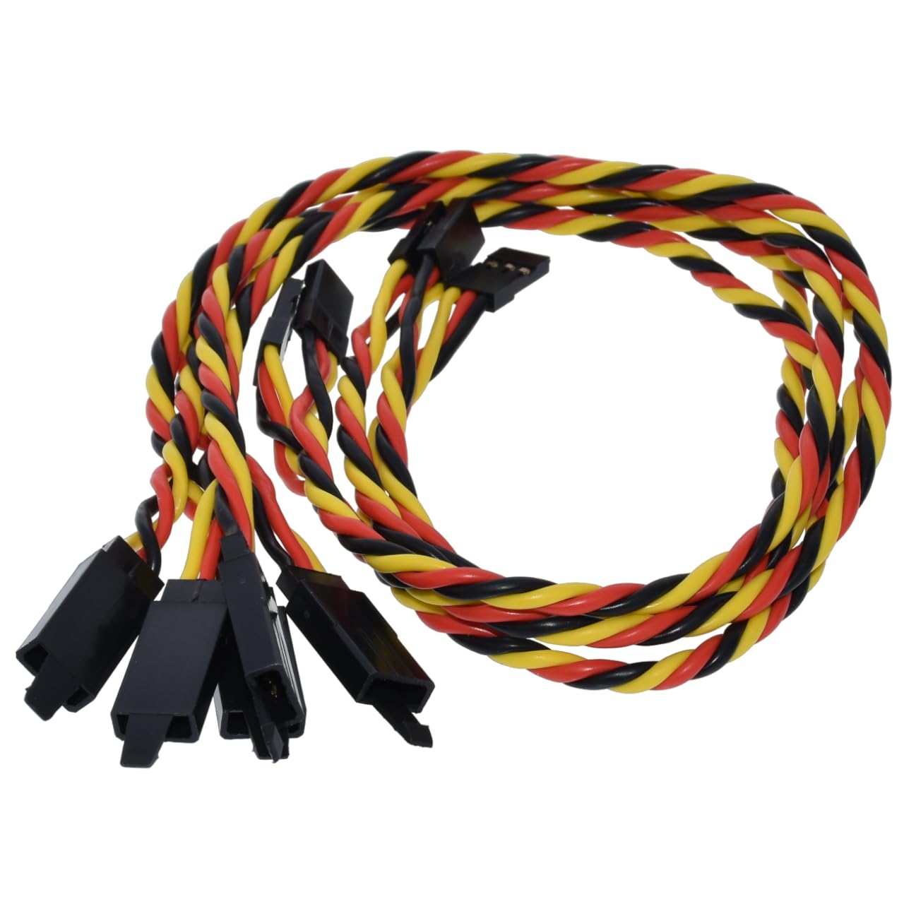 BackBayRC 20awg Twisted Servo Extension Cable with Safety Clip – 100 Strands, JR-Style, 8 Lengths (5-Pack)
