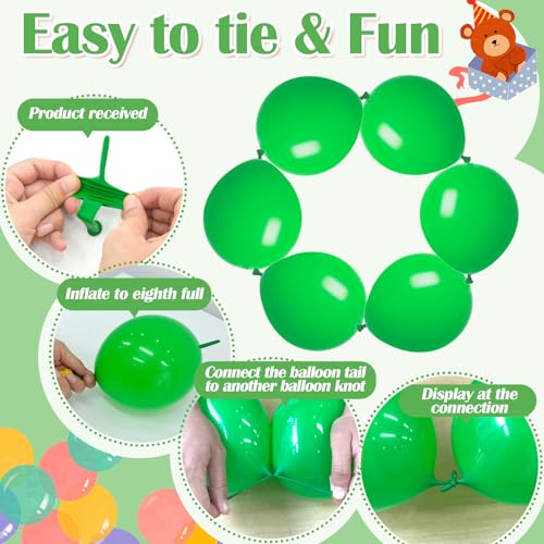 Baibaoxiang 105-Pack Green Linking Balloons - 6 Inch Quick Connect Balloons for Party Decor