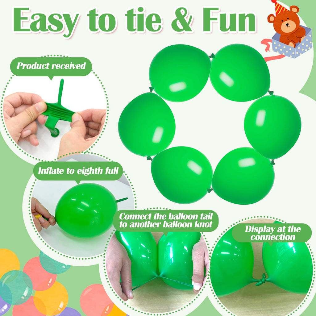 Baibaoxiang 105-Pack Green Linking Balloons - 6 Inch Quick Connect Balloons for Party Decor