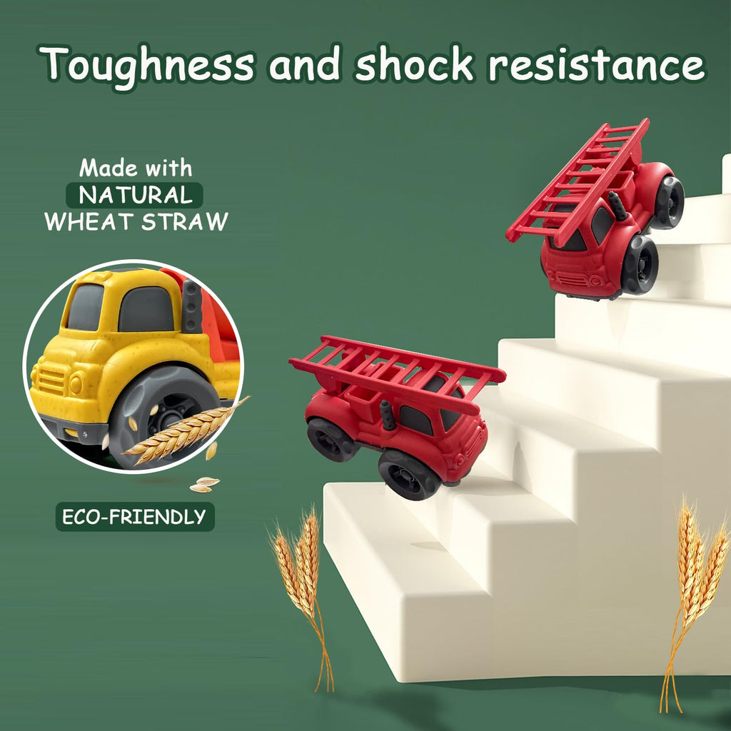 Baimiby 4-Pack Toddler Trucks: Dump Truck & Cement Mixer Toys for 3-4 Year Olds, BPA Free Push Cars for Indoor Outdoor Play, Christmas Birthday Gifts
