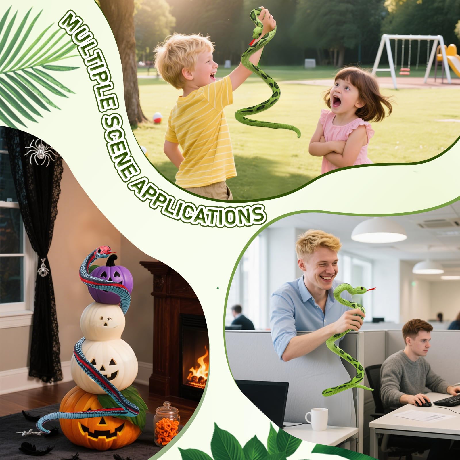 Bakalizoo 3.6 ft Long Snake Plush – Lifelike Soft Stuffed Animal Toy for Pranks, Halloween, Gifts (Blue)
