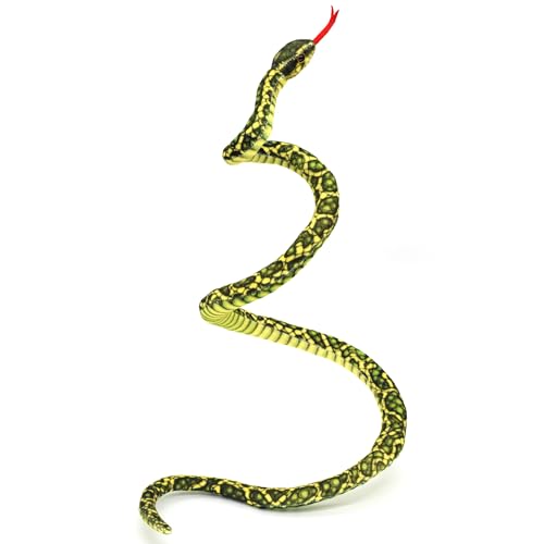 Bakalizoo 3.6 ft Long Soft Snake Plush – Realistic Green Stuffed Animal for Pranks, Gifts, and Decor