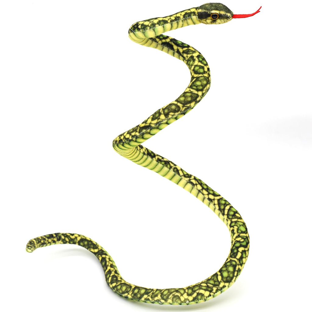 Bakalizoo 3.6 ft Long Soft Snake Plush – Realistic Green Stuffed Animal for Pranks, Gifts, and Decor