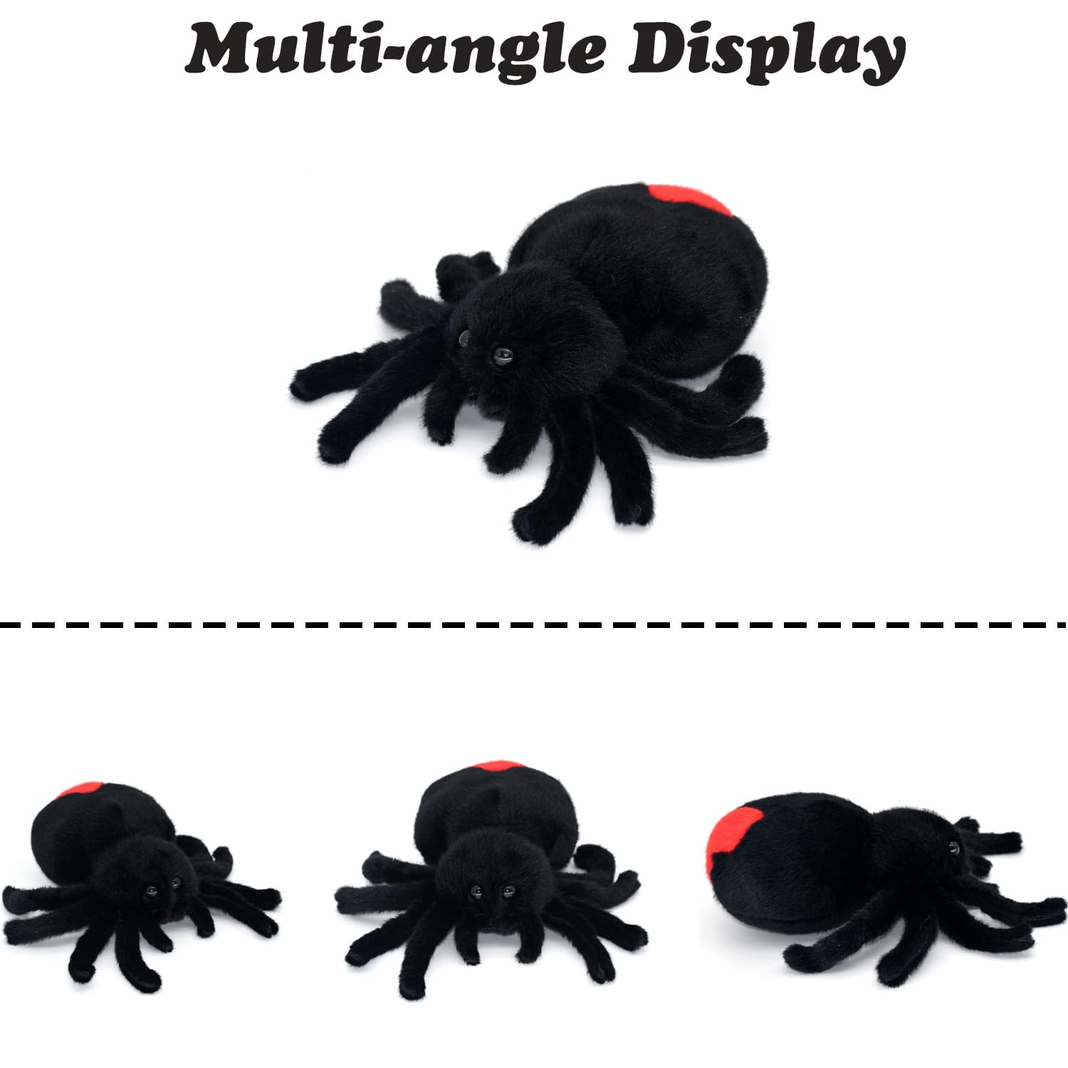 Bakalizoo Soft Spider Plush – Lifelike Stuffed Animal for Pranks, Halloween Decor & Gifts (Black, 7.9 Inches)