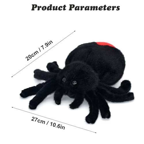 Bakalizoo Soft Spider Plush – Lifelike Stuffed Animal for Pranks, Halloween Decor & Gifts (Black, 7.9 Inches)