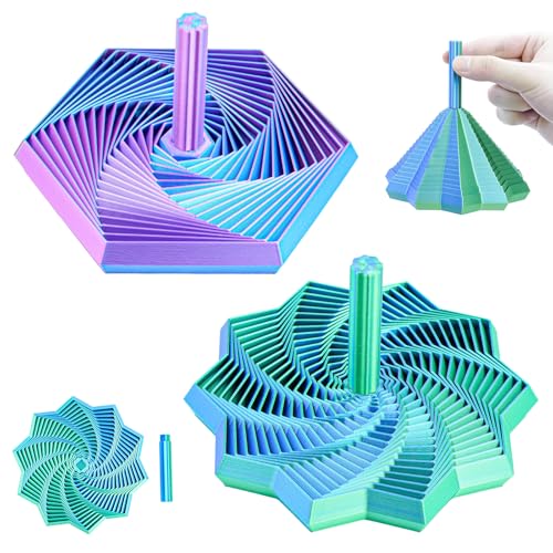 Balkwan 2-Pack 3D Printed Fidget Stars with Detachable Handles - Stress Relief Desk Toy for Anxiety, Green + Purple