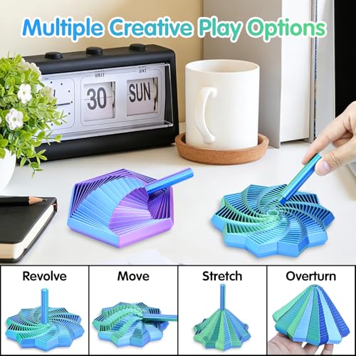 Balkwan 2-Pack 3D Printed Fidget Stars with Detachable Handles - Stress Relief Desk Toy for Anxiety, Green + Purple