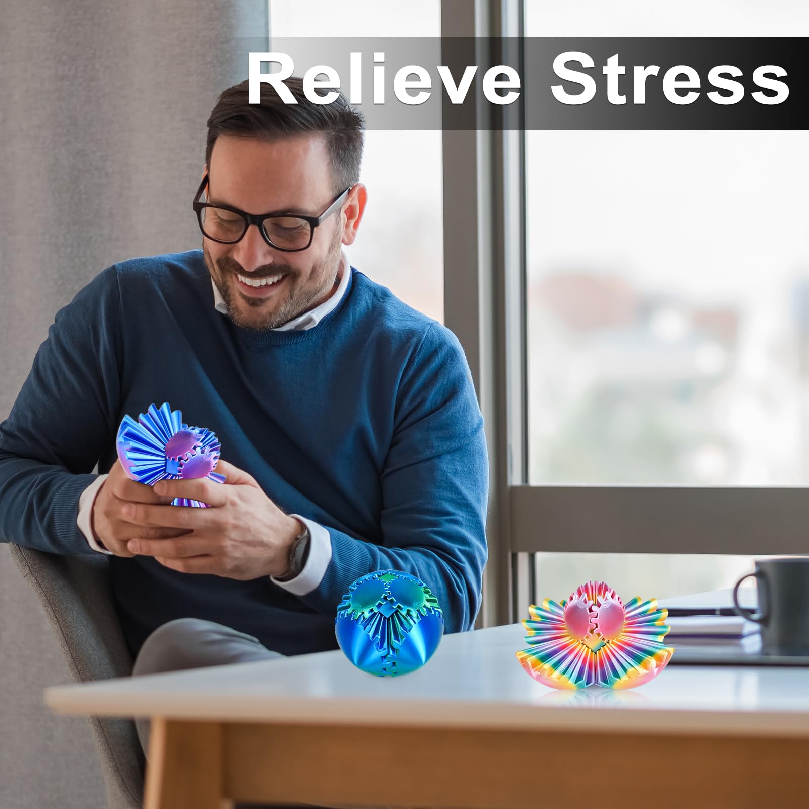 Balkwan Gear Ball 3D Printed Fidget Toy – Green, 3.3 in Spinning Sphere for Stress Relief