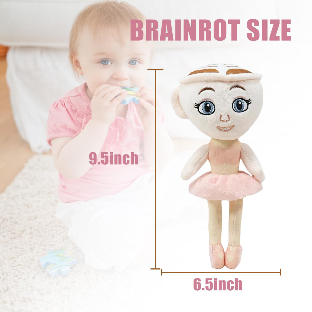 Ballerina Cappuccina Italian Brainrot Plush Toy – 10-Inch Soft Meme Doll for Weirdcore Decor & Gifts