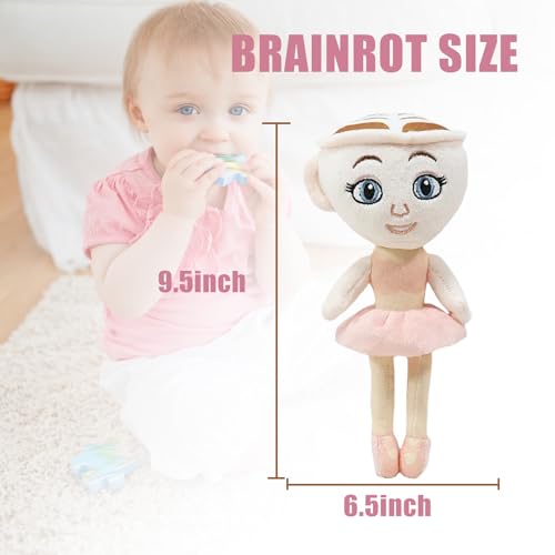 Ballerina Cappuccina Italian Brainrot Plush Toy – 10-Inch Soft Meme Doll for Weirdcore Decor & Gifts