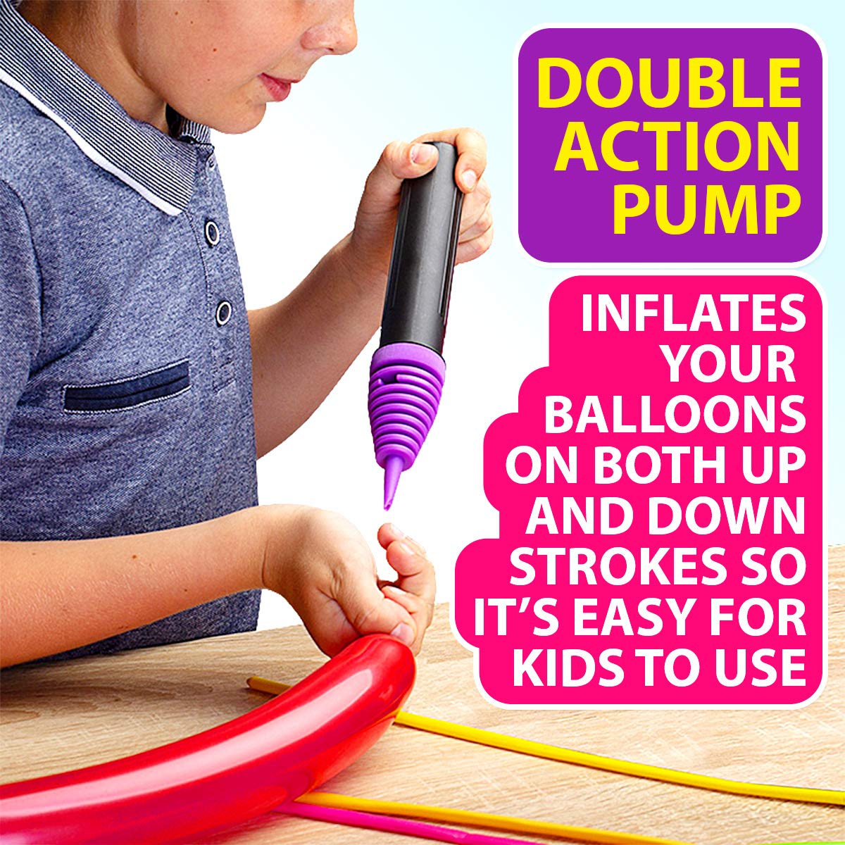Balloon Animal Refill Pack – 200 Twisting Balloons with Double Action Hand Pump