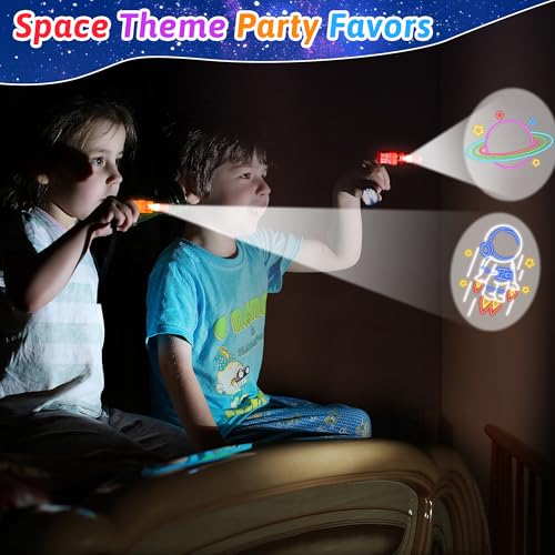 Bamamon Space Finger Lights 32-Pack - Glow in Dark Party Favors with Astronaut Patterns