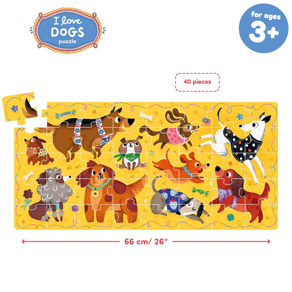 Banana Panda I Love Dogs Puzzle – 40-Piece Floor Puzzle for Toddlers Ages 3+
