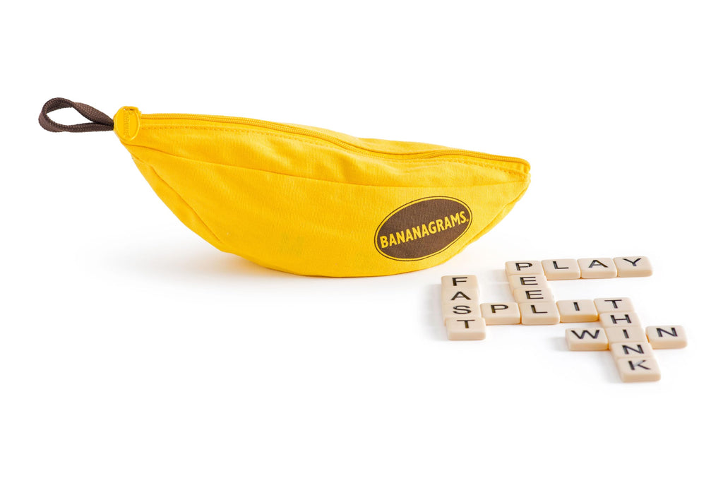 Bananagrams Classic Word Game – Fast-Paced Spelling & Anagram, 144 Tiles, 1–8 Players, Ages 7+