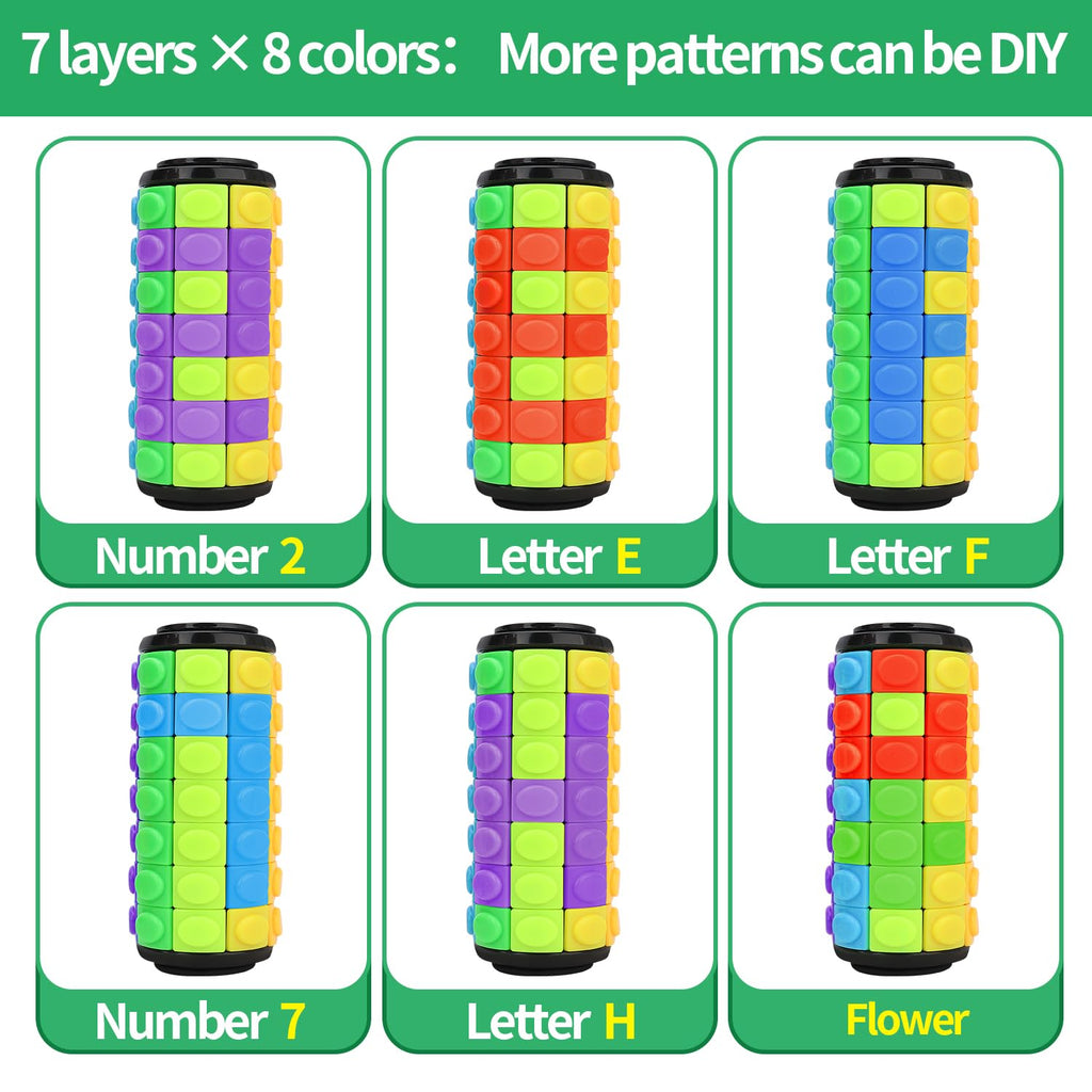 BananMelonBM Rotate and Slide Puzzle – 8-Color Fidget Toy with Finger Spinner (4-Layer + 8-Layer)
