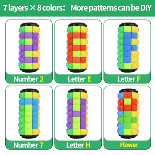 BananMelonBM Rotate and Slide Puzzle – 8-Color Fidget Toy with Finger Spinner (4-Layer + 8-Layer)