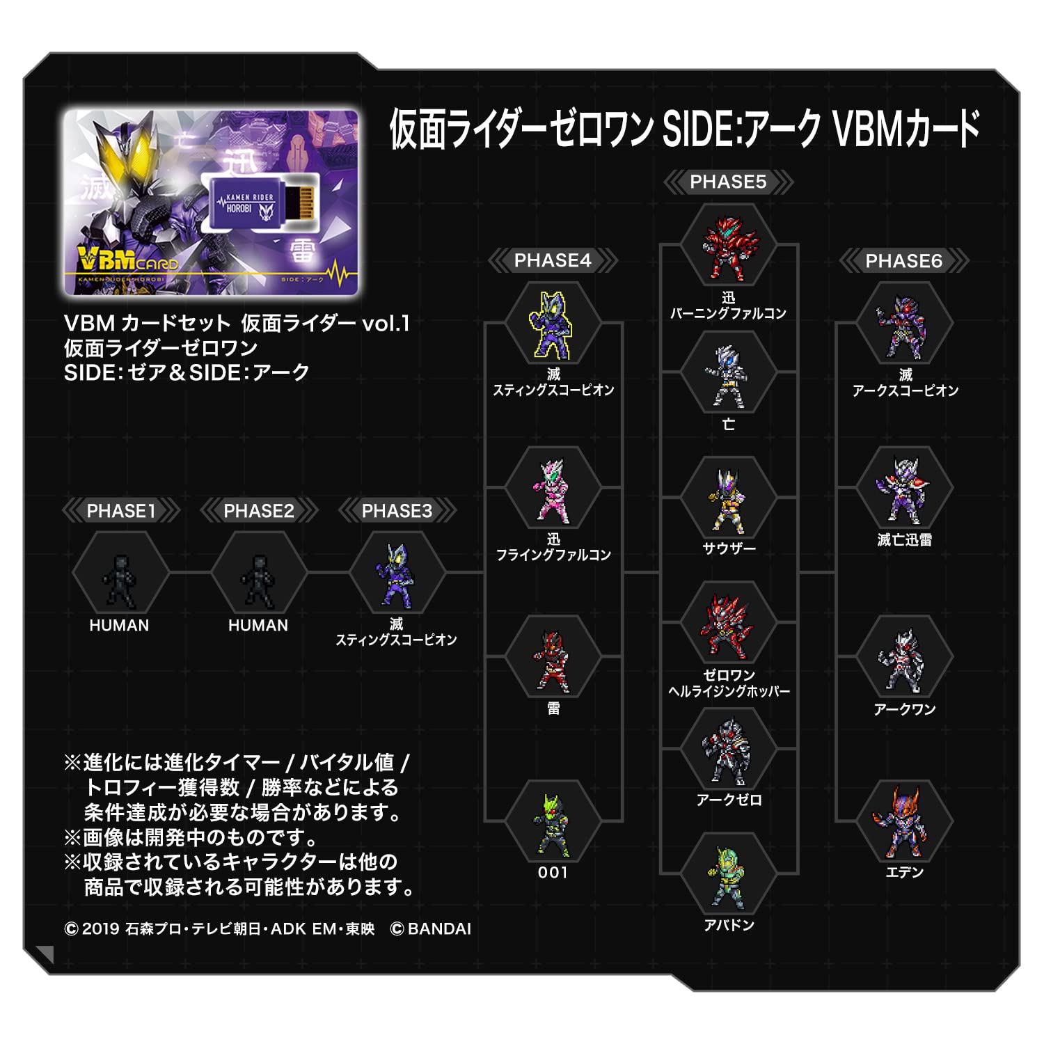 BANDAI Kamen Rider Zero-One VBM Card Set: Zea & Ark - Collectible Cards for Kids and Teens