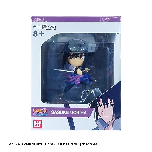 BANDAI Naruto Chibi Masters Sasuke Uchiha Action Figure with Base Stand – Officially Licensed Naruto Shippuden Collectible